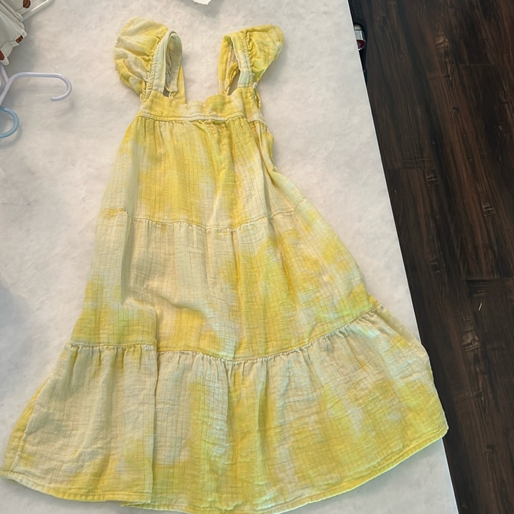 Yellow and white spaghetti strap dress